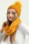 Women's Mustard Knitwear Pompom Beret and Knitted Neck Collar Set - 4