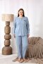 Women's Winter Plus Size Embroidered Patterned Collar Buttoned Long Sleeve Pajama Set - 6