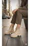 Women's Beige Waterproof Knitwear Boots Nk1160 - 3
