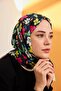 اميليا شال قطن بتصميم مُطبع لون أسود وفوشي 3025-17 - 2