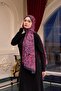 شال فوال منقوش باللون الفوشيا والأسود - 9803-08 - 3
