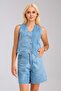 Women's Bleach Wash Lyocell Thin Denim Fabric Jeans Vest Bleach Wash - 3