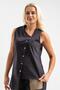 Woman's asymmetric cut snap-on Stretch Fabric cotton vest black - 6