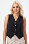 Women's bleach wash lyocell thin denim fabric jean vest black - 6