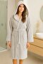 Hooded Pockets 100% Cotton Beige Women's Men's Bathrobe Towel Bathrobe - 5