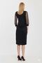 Women's Plain Black Sleeves Tulle Pearls Elegant Midi Dress 10D-1098 - 4
