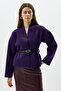 3100A Kemerli Ceket Mor
