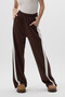 Brown Wide Leg Women's Sweatpants with Side Stripes and Elastic Waist 9226m - 2