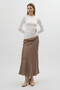 Ecru Waist Buckle Detailed Long Sleeve Blouse 8221A - 3
