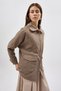 Camel Large Pocket Wide Collar Women's Coat 3102A
