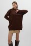 Bitter Brown Crew Neck Women's Sweater with Front Stitch Detail 2345 - 2