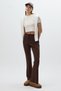8246A Flared Elastic Waist Trousers Brown - 7