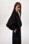 Black Suede Look Waist Elasticated Shirt Collar Women's Jacket 60538 - 4