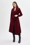 7242A Waist-Tied Long Lined Coat Burgundy - 3