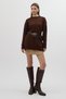 Bitter Brown Crew Neck Women's Sweater with Front Stitch Detail 2345 - 5