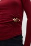 Burgundy Waist Buckle Detailed Long Sleeve Blouse 8221A - 4