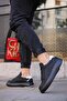 Felibord lace-up chunky sole premium men's sneaker - black & white - 5