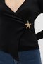 Double-Breasted Collar Long Sleeve Blouse with Black Accessories 8227A - 4