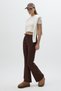 8246A Flared Elastic Waist Trousers Brown - 8
