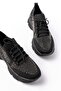 Zri̇n-3002 Premium Black Lace-Up Mesh Casual Sneaker with Stone Accessories - 6