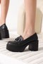 Felice Premium Black Skin Silver Buckle Women's Loafer - 4