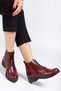 Zri̇n165-225 Premium Burgundy Yanki Lace-Up Zippered Casual Women's Boots - 3