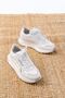 Zri̇nf-307 Premium White Lace-Up Satin Women's Sneaker with Stone Accessories - 2