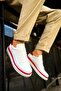 Santoni Quality Stylish Men's Sneakers White-Red - 3