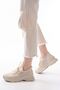 Zri̇n-3002 Premium Beige Lace-Up Mesh Casual Sneaker with Stone Accessories - 2