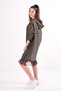 Women's Black-Gold Striped Hooded Dress with Tulle Hem Sgceutkse - 3