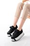 Zri̇n-190 Premium Black Lace-Up Mesh High Sole Casual Sneaker
