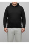 Sweatshirt Hooded 3 Thread Loose Fit Soft Stretchy Unisex Matte Black - 5