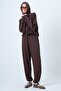 Brown Hooded V-Neck Oversize Modal Sweatshirt and Pants Set Alc-X14646 - 6