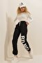 Black Letter Printed Two-Thread Sweatpants with Elastic Waist and Cuffs Alc-X7914 - 8