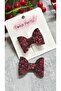 2-Pack Burgundy Mini Bow Clip Buckle (with Metal Clip) - 3