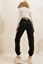 Black Letter Printed Two-Thread Sweatpants with Elastic Waist and Cuffs Alc-X7914 - 5