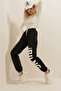 Black Letter Printed Two-Thread Sweatpants with Elastic Waist and Cuffs Alc-X7914 - 4