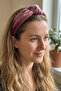 Dusty Rose Knot Detail Vintage Velvet Women's Crown - 5