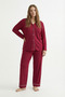 Bamboo Fabric Buttoned Pants V-Neck Pajama Set - Comfortable Fit Plus Size Option Long Sleeve - 2