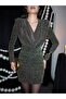 Shoulder Pad Piece Degaje Collar Glitter Dress - 3
