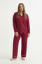 Bamboo Fabric Buttoned Pants V-Neck Pajama Set - Comfortable Fit Plus Size Option Long Sleeve