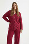 Bamboo Fabric Buttoned Pants V-Neck Pajama Set - Comfortable Fit Plus Size Option Long Sleeve - 4