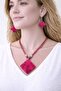 Hand Painted Floral Stone Women's Necklace Earring Set 23 cm