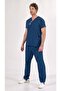 Petrol Navy Men's Cut Core-Flex Lycra Surgical Team Nurse & Doctor Jersey - 3