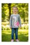 Girl's Gray Swan Patterned Sequin Sweatshirt – Soft Transitional Comfortable Fit