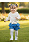 Girl's Lace Collar Ecru Sweatshirt & Checkered Shorts Skirt Two-Piece Set - 2