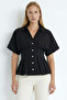 Low Sleeve Waist Fitted Pleated Poplin Shirt