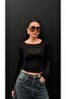 Transparent Cashmere Textured Blouse Black - 2