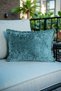 Turquoise Imported Velvet Woven Cushion Cover