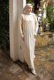 Cream Stand Collar Mercerized Knitwear Dress - 3